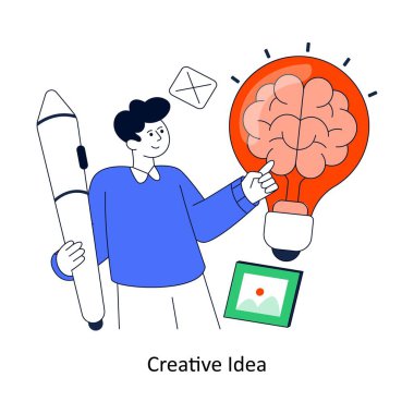 Yaratıcı Fikir Düz Biçim Tasarım Vektörü illüstrasyonu. Stok illüstrasyonu