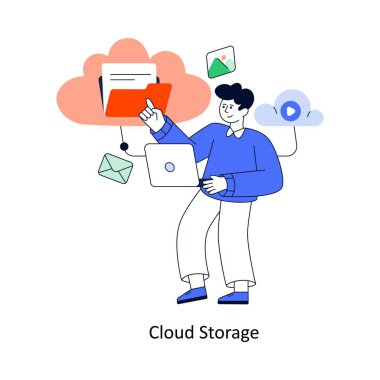 Bulut depolama Düz Tasarım Vektörü illüstrasyonu. Stok illüstrasyonu