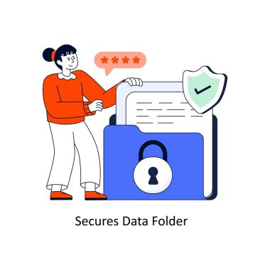 Güvenli Veri Dizini Düz Tasarım Vektörü illüstrasyonu. Stok illüstrasyonu