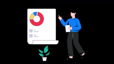 İş Hesaplamaları 2D Hareket Grafikleri Animasyon 4K-124; Alfa Kanal 124; Döngülü