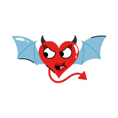 Şeytan kalp taşıyıcı çıkartması. Eps 10 dosyası