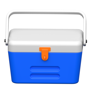 Şeffaf arkaplanda 3B buz kutusu simgesi