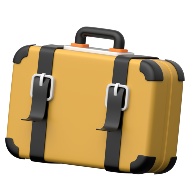 Şeffaf arkaplanda bavul 3B simgesi