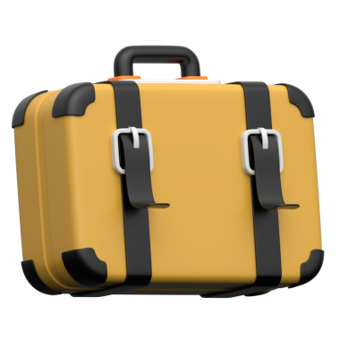 Şeffaf arkaplanda bavul 3B simgesi