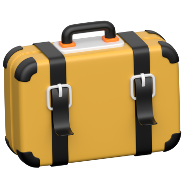 Şeffaf arkaplanda bavul 3B simgesi