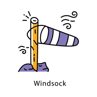 Windsock Doldurulmuş Taslak simgesi. EPS 10 Dosyası