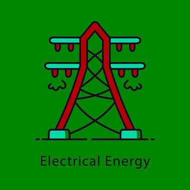Elektrik Enerji Doldurulmuş Taslak simgesi. EPS 10 Dosyası