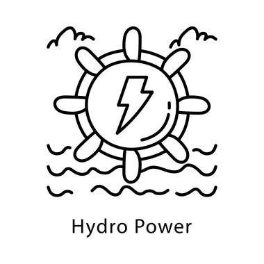 Hidroelektrik Vektör Taslak Biçimi Simgesi. Eps 10 Dosyası