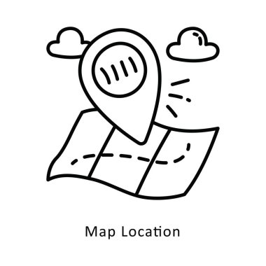 Harita Konum Vektörü Taslak Biçim Simgesi. Eps 10 Dosyası