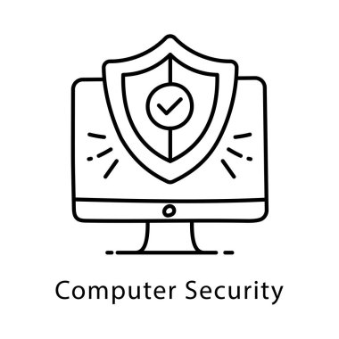 Bilgisayar Güvenlik Vektörü Taslak Biçimi simgesi. Eps 10 Dosyası