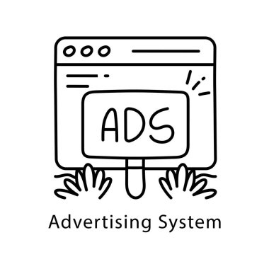 Reklam Sistemi Vektör Taslak Biçimi simgesi. Eps 10 Dosyası