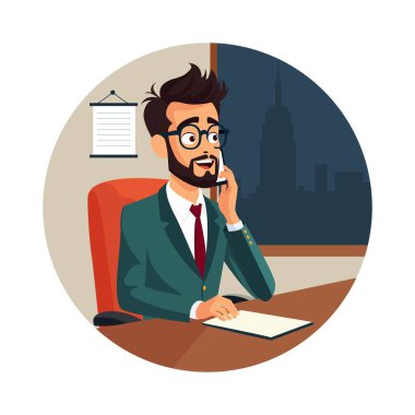 Call Vector Illustration 'a katılan adam. Eps 10 Dosyası 