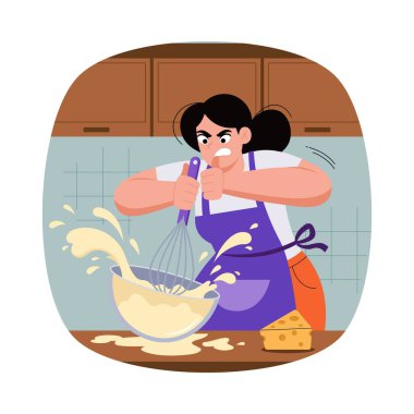 Hamur ile Karıştırıcı Vektörü illüstrasyonunu Karıştırıyorum. EPS 10 Dosyası