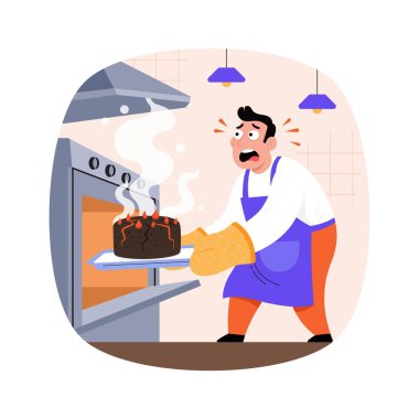 Fırın Vektörü illüstrasyonundan çıkan kekler. EPS 10 Dosyası