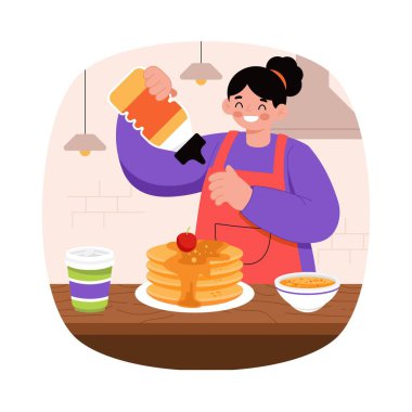 Krep Vektörü illüstrasyonuna şurup döküyorum. EPS 10 Dosyası