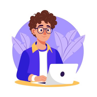 Laptop Vektör İllüstrasyonunu kullanan geliştirici. EPS 10 Dosyası