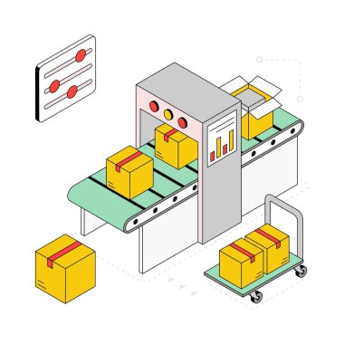 Taşıyıcı kuşak Isometric Style Illustration. EPS 10 Dosyası