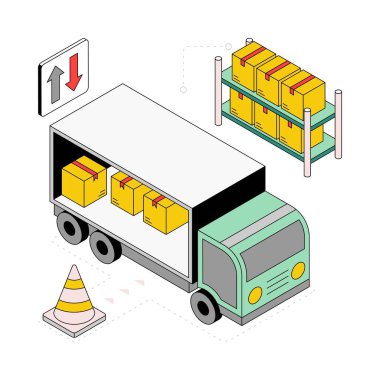 24 Saat Teslimat Hizmetleri Isometric Style Illustration. EPS 10 Dosyası