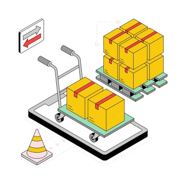 Çevrimiçi Hizmetler Isometric Style Illustration. EPS 10 Dosyası
