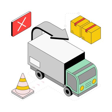Paket Dönüş Isometric Style Illustration. EPS 10 Dosyası