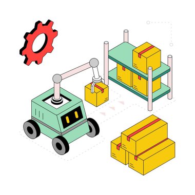 Depo hisseleri Isometric Style Illustration. EPS 10 Dosyası