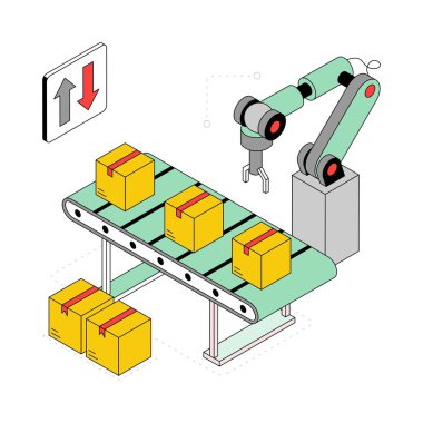 Taşıyıcı kuşak Isometric Style Illustration. EPS 10 Dosyası