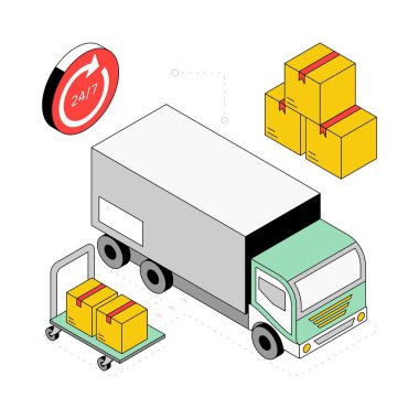 Sevkiyat Siparişi Isometric Style Illustration. EPS 10 Dosyası