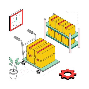 Paket Kaldırma Isometric Style Illustration. EPS 10 Dosyası