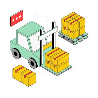 Paket Kaldırma Isometric Style Illustration. EPS 10 Dosyası