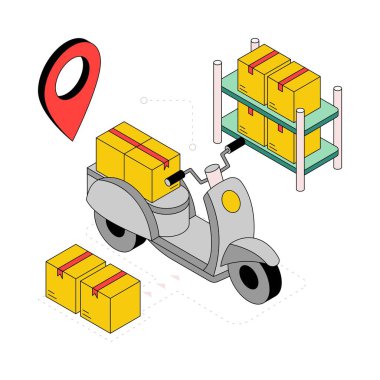 Teslimat Isometric Style Illustration. EPS 10 Dosyası