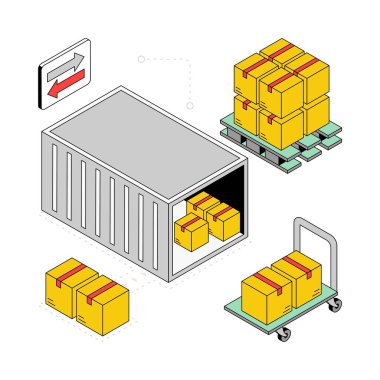 Sevkiyat Siparişi Isometric Style Illustration. EPS 10 Dosyası