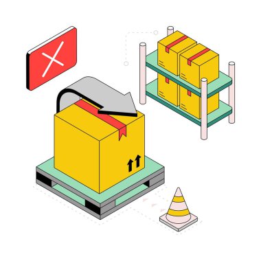 Paket Kaldırma Isometric Style Illustration. EPS 10 Dosyası