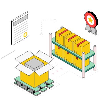 Paket Doğrulama Isometric Style Illustration. EPS 10 Dosyası