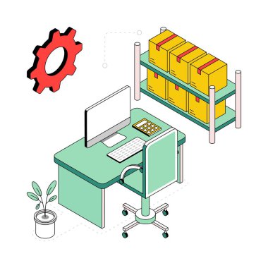 Envanter Yönetimi Isometric Style Illustration. EPS 10 Dosyası