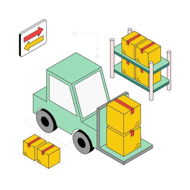 Depo Isometric Style Illustration. EPS 10 Dosyası