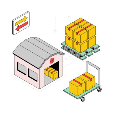 Depo Isometric Style Illustration. EPS 10 Dosyası
