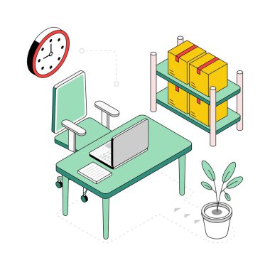 Envanter Ofisi Isometric Style Illustration. EPS 10 Dosyası
