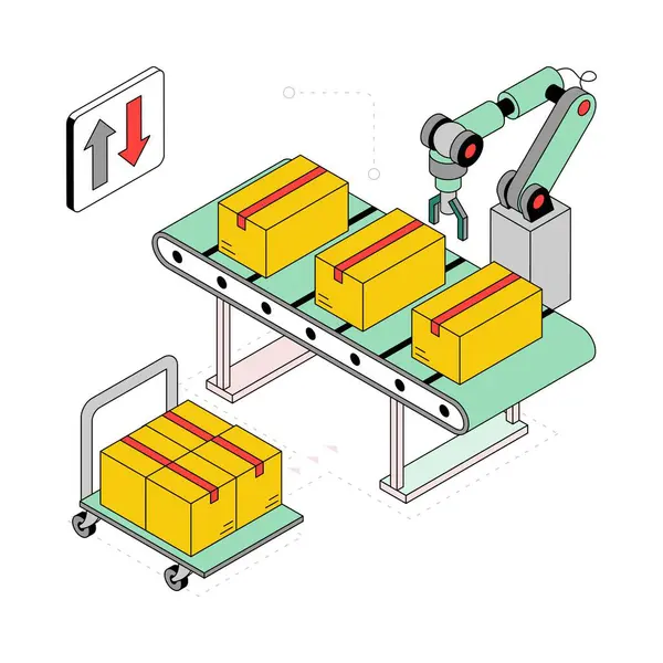 Ürün Paketleme Isometric Style Illustration. EPS 10 Dosyası