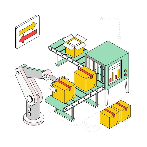 Depo Üretimi Isometric Style Illustration. EPS 10 Dosyası