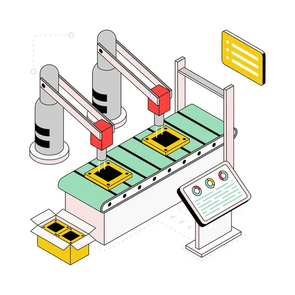 Üretim Süreci Isometric Style Illustration. EPS 10 Dosyası