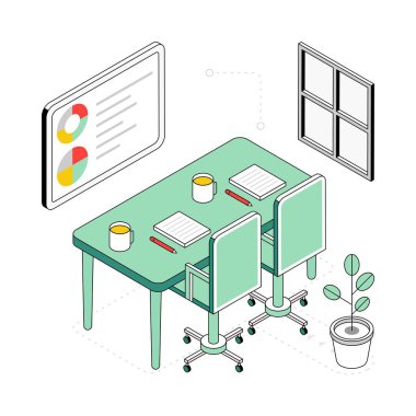 Eşzamanlı Boşluk İzometrik Biçim İllüstrasyonu. EPS 10 dosyası