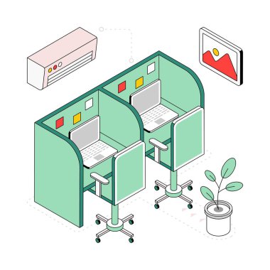 Eşzamanlı Boşluk İzometrik Biçim İllüstrasyonu. EPS 10 dosyası