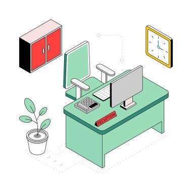 İş Ofisi İzometrik Stil Çizimi. EPS 10 dosyası