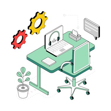 Geliştirici Çalışma Alanı İzometrik Biçim İllüstrasyonu. EPS 10 dosyası