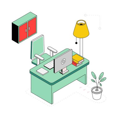 Online Meeting isometric Style Illustration. EPS 10 dosyası