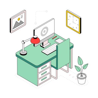 Online Meeting isometric Style Illustration. EPS 10 dosyası