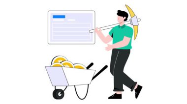 Bitcoin Madencilik 2B Düz Canlandırma.