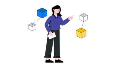 Blokchain Teknoloji 2B Düz Canlandırma.