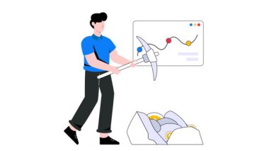 Ethereum Madencilik 2D Düz Canlandırma.