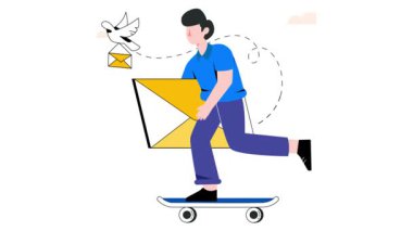 E- posta Gönderme 2B Düz Canlandırma.